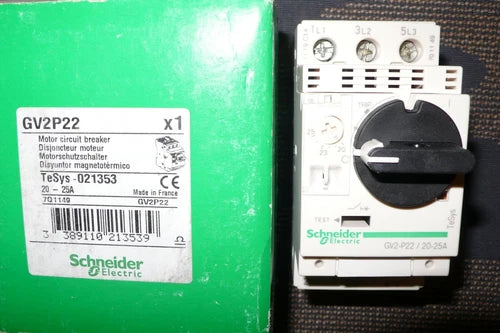 DISJONCTEUR MOTEUR TRIPHASE MONO 20/ 25A RELAIS THERMIQUE SCHNEIDER ELEC GV2-P22