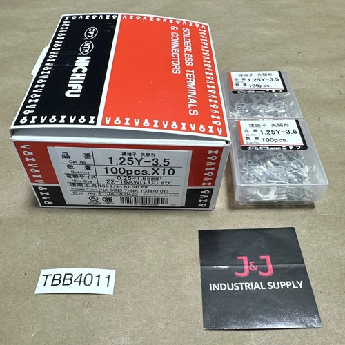 (1200) BRAND NEW Nichifu 1.25Y-3.5 Non-Insulated Y Type Spade Terminals 22-16AWG