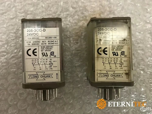 2 x Song Chuan 205-3CC-D 24VDC Universal Relais