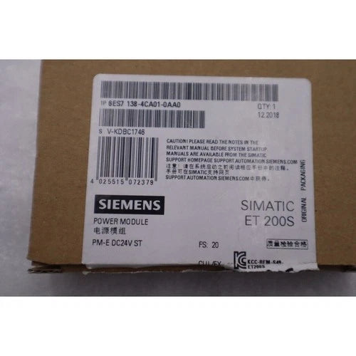 New Siemens 6ES7138-4CA01-0AA0 6ES71384CA010AA0 SIMATIC DP PM-E power modules