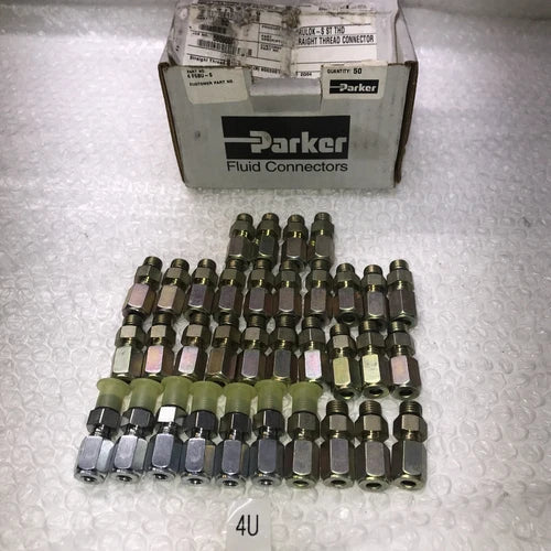 ** NEW PARKER 4 F5BU-S STRAIGHT THREAD CONNECTOR (LOT OF 34) 1/4¡± BORE HOLE#