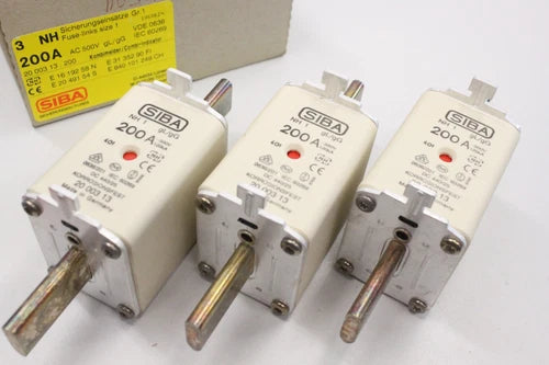 3x SIBA NH1 200A 500V 2000313.200 NH Sicherungseinsatz 2000313.200 NEU