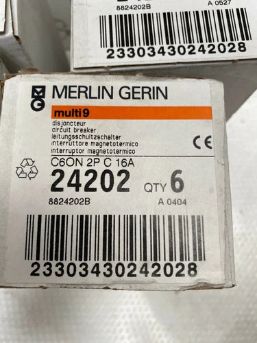 6 pc x Merlin Gerin Schneider multi 9 24202 C60N 2P C 16A