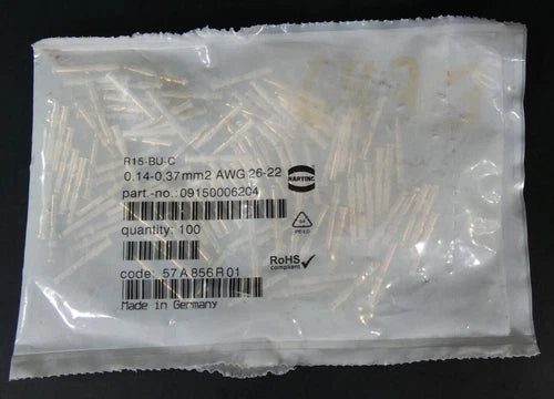 100 St¨¹ck Harting Crimpkontakt | 0,14-0,37 mm? | AWG 26-22 | 09150006204