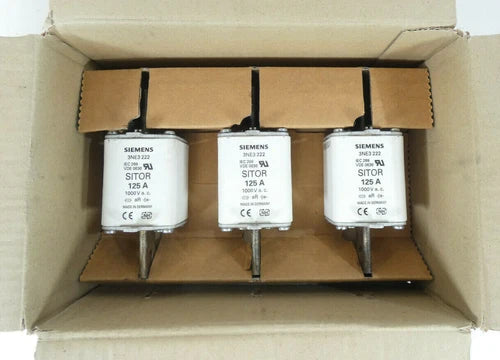 3 St¨¹ck SIEMENS SITOR Sicherungseinsatz 3NE3 222 | 125 A | 1000V a.c. | NEU