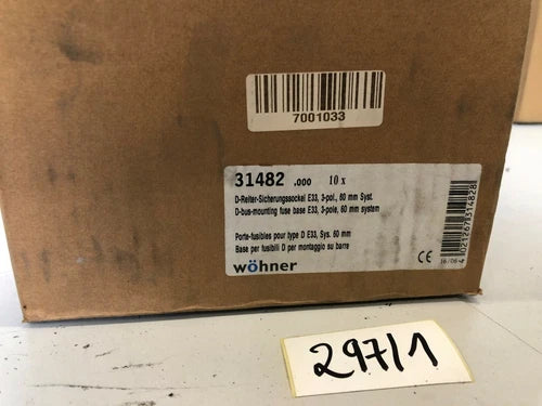 10 x W?hner 31482 D-Reiter-Sciherungssockel E33 3-pol 60 mm System