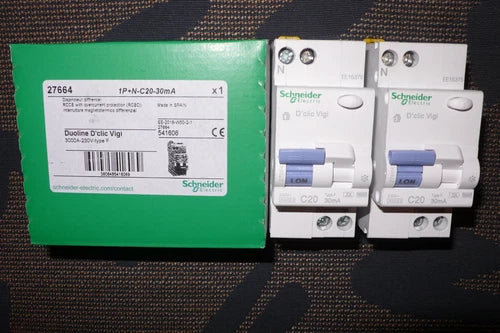 DISJONCTEUR DIFERENTIEL 20A 30mA TIPO F, et A 20AMPERE SCHNEIDER ELECTRIC 27664