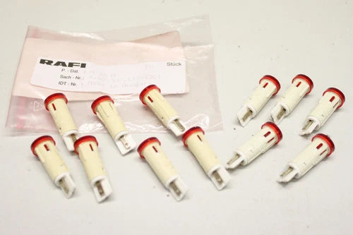 12x RAFI 1.69507.117/1301 ROT 10mm Lampe Indikator signalleuchte 230V AC OVP