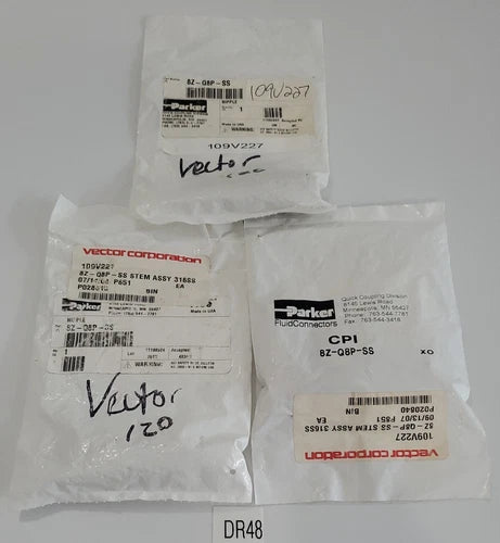 *BRAND NEW* LOT OF 3 Parker 8Z-Q8P-SS Stem Assy 316 SS Nipple + Warranty!