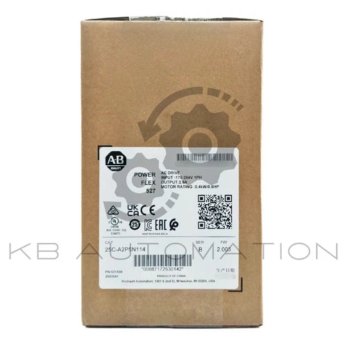 25C-A2P5N114 Inversor de frequência PowerFlex 527 CA, entrada: 1x 200-240 VCA, saída: 2,5 A, 0,4 kW (0,5 PS)