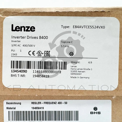 Lenze E84AVTCE5524VX0 | 13454090 | 194858419 8400 StateLine C Inverter Antrieb