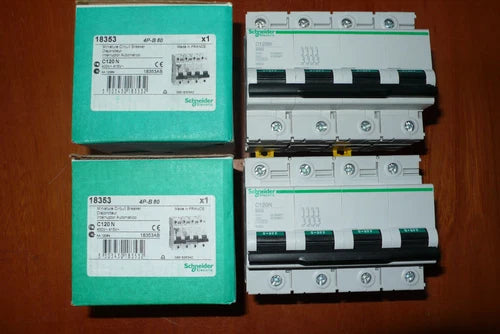 DISJONCTEUR TETRAPOLAIRE 80A COURBE B, 18353 SCHNEIDER ELECTRIC 80AMPERES 4POLES