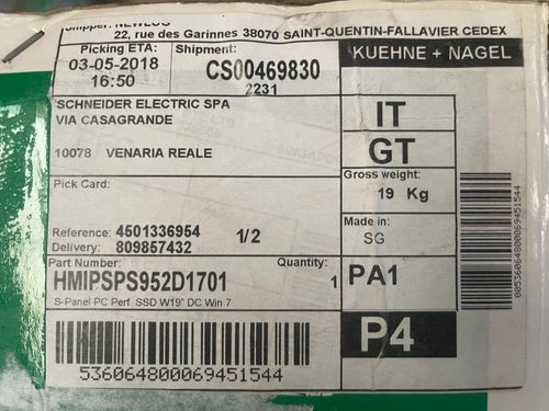 Schneider Electric, HMIPSPS952D1701, S-Panel PC Perf. SSD W19" DC Win 7