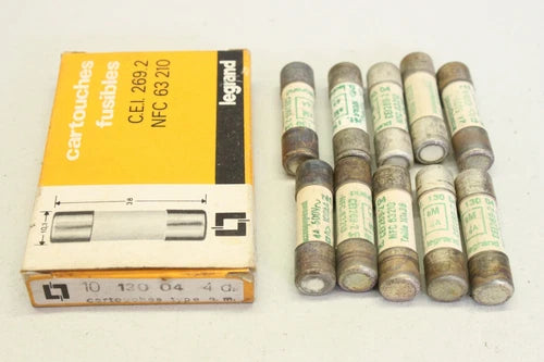 10x 罗格朗 10 130 04 10x38 4A 500V Zylindersicherung sicherung 1013004 OVP