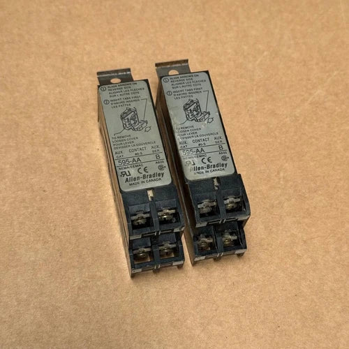 2PCs Allen-Bradley - 595-AA - Auxiliary Contact Block, 2 No, for 500 Series