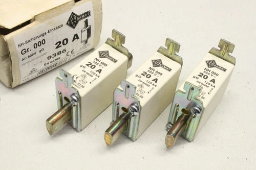 3x EBAMAT Sicherungseinsatz 20A 500V gG 120kA EN 60269 9386 OVP NH00