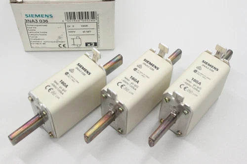 3x SIEMENS 3NA3 036 160A 500V 120kA NH Sicherungseinsatz 3NA3036 OVP