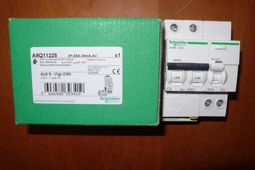 DISJONCTEUR A9F74202 DIFFERENTIEL A9Q11225 SCHNEIDER ELECTRIC C2A 30mA AC 2POLES