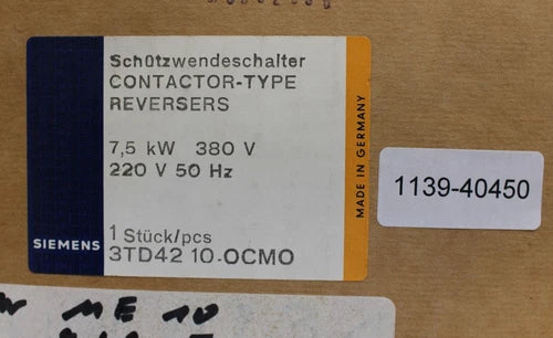 Siemens contactor reversing switch contactor type reversers 3TD4210-OC 7.5kW 380V 220V
