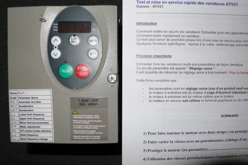 VARIATEUR TRIPHASE 380V 1,5kW FREQUENCE VITESSE SCHNEIDER ELECTRI ATV21HU15N4399