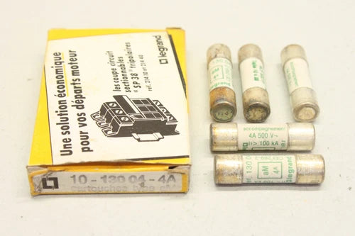 5x 罗格朗 10-13004 4A 500V 10x38 Zylindersicherung sicherung 1013004 OVP