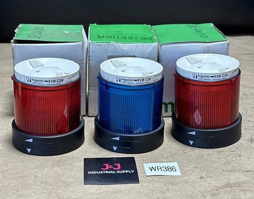 NEW IN BOX - Schneider Electric (2) XVB C34, (1) XVB C36 12-230V Pilot Lights