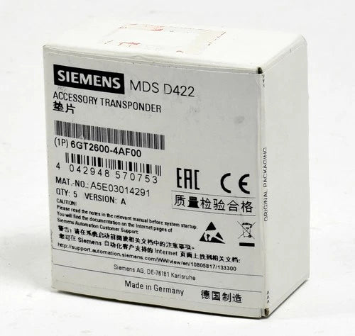 Siemens Simatic Transponder MDS D422, 6GT2600-4AF00, QTY:5