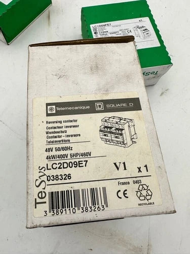 1pc x TELEMECANIQUE REVERSING CONTACTOR LC2D09E7 TeSys 038326 48V 50/60Hz