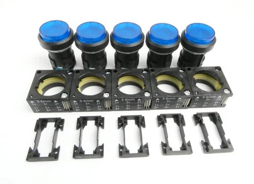 5x SIEMENS 3SB3001-0BA51 ILLUMINATED PUSHBUTTON (blue) - set of 5