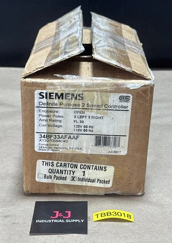 BRAND NEW- Siemens Definite Purpose 2-Speed Controller 34BF33AFAAF 110/120V FL30