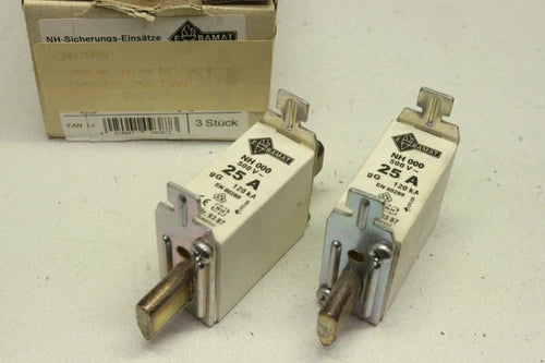 2x EBAMAT NH Sicherungseinsatz 25A 500V gG 120kA EN 60269 9387 OVP NH00