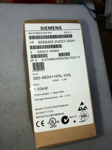 New Siemens 6SE6420-2UD21-5AA1 6SE6 420-2UD21-5AA1 MICROMASTER 420 without filter