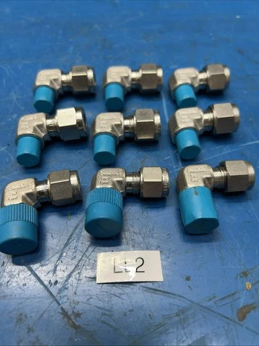 (9) Swagelok Stainless Steel Elbow Fitting, 3/8" Tube x 1/8¡±MNPT, SS-8MO-2-2RT