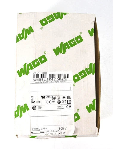 100 x Wago 2-Leiter-Klemmenleiste 261-102 | 500 V 2,5mm? | 300 V AWG 28-14