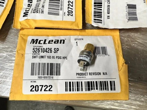 1pc x MC LEAN PRESSURE LIMIT SWITCH 165 95 PSIG HPC/ 52610426SP /20722