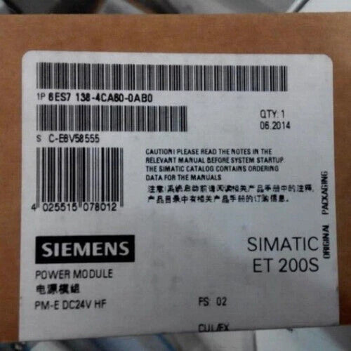 New Siemens 6ES7138-4CA60-0AB0 Power Module PM-E for ET 200S 6ES7 138-4CA60-0AB0