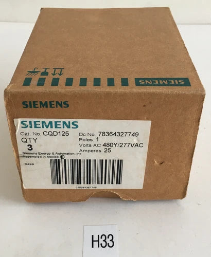 *Lot Of 3* NEW!!! SIEMENS CQD 1P 480Y/277VAC CQD125 + *Warranty*
