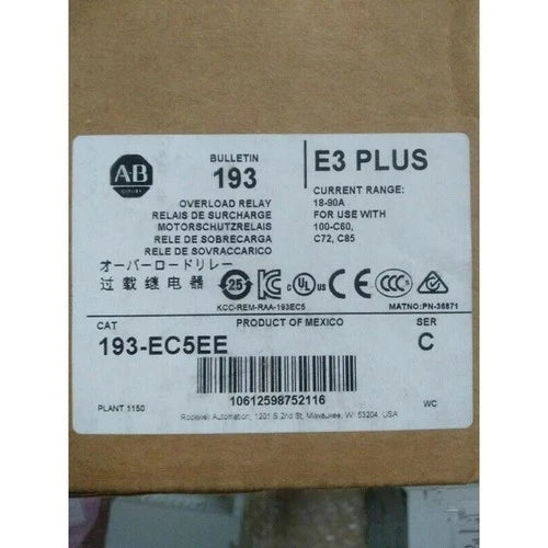 1pc NEW 193-EC5EE AB E3 Plus 18-90 A Overload Relay FAST SHIP