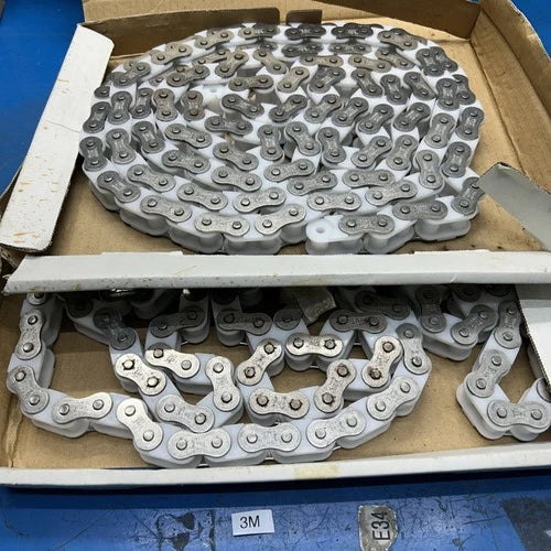 (2) TSUBAKI RF60PC WHITE STEEL CONVEYOR CHAINS FAST SHIPPING!+ Warranty
