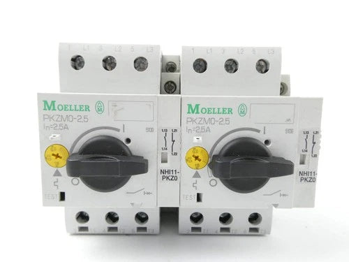 2x MOELLER PKZM0-2.5 + NHI11-PKZ0 MOTOR CIRCUIT BREAKER - set of 2