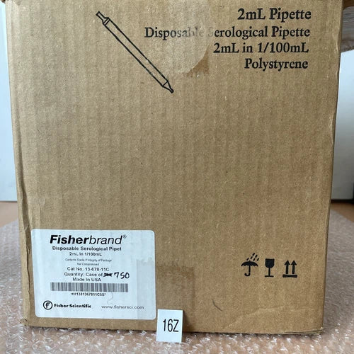 (750)NEW- Fisherbrand Disposable Serological Pipette 2mL In 1/100mL 15xBag Of 50