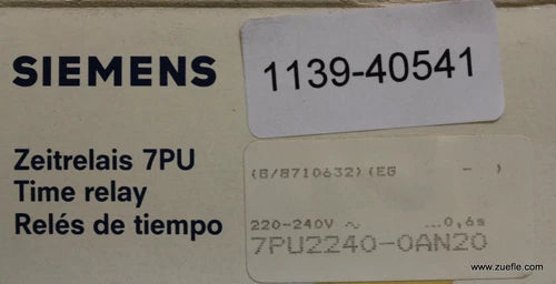 SIEMENS Zeitrelais 7PU2240-0AN20 220-240VAC 50/60Hz 0,06-0,6s 200VAC 3A