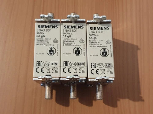Siemens 3NA3 801 6A NEW (Set of 3)