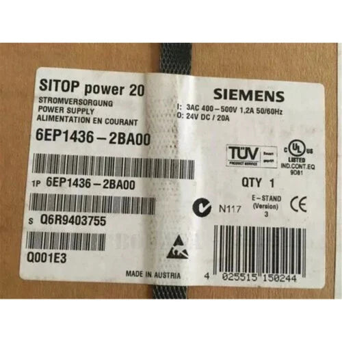 New Siemens 6EP1436-2BA00 SITOP Power DC 24V/20A Power Supply 6EP1 436-2BA00