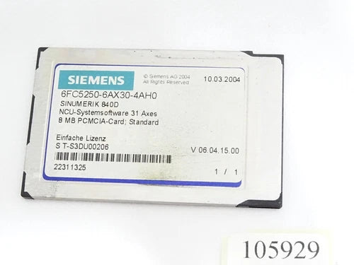 Siemens 8MB PCMCIA-Card 6FC5250-6AX30-4AH0 NCU Systemsoftware