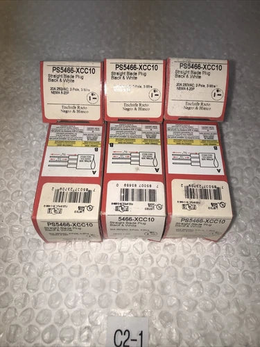 *(LOT OF 6) PASS & SEYMOUR STRAIGHT BLADE ELECTRICAL PLUG  PS5466-XCC10#