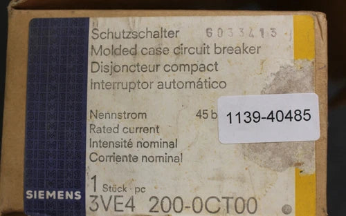 Siemens circuit breaker molded case circuit braker 3ve4200-0ct00 rated current 45-63A