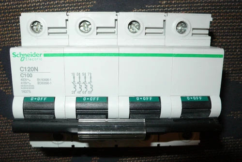 DISJONCTEUR 100A 4POLE SCHNEIDER ELECTRIC 100AMPERE 6MODULE PC.10KA TETRAPOLAIRE