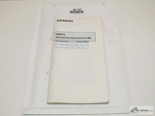 Siemens Simatic S5 Automatisierungssystem S7-300 Operationsliste 7106087 -0101