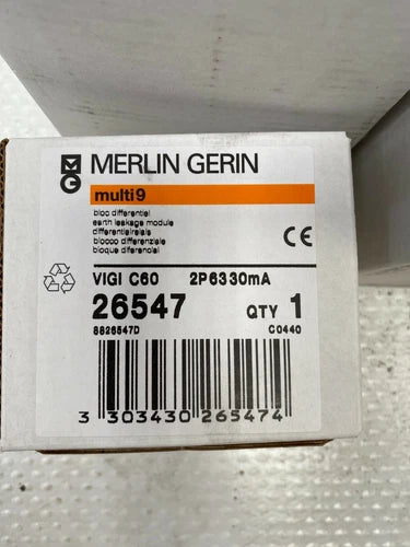 1pc x Merlin Gerin Schneider multi 9 vigi c60 26547 2p 63 30mA MG26547